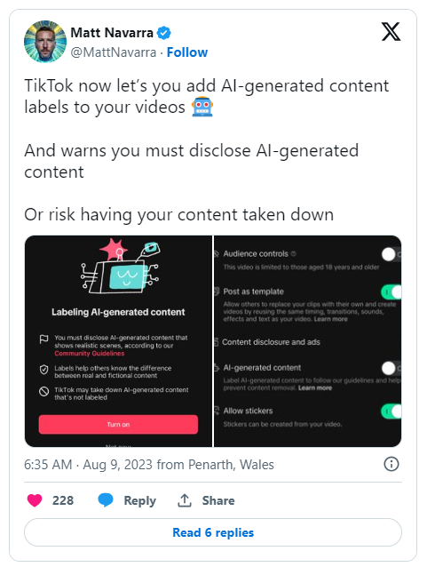 TikTok推出AI生成内容标签，创作者披露更便利-山海云端论坛